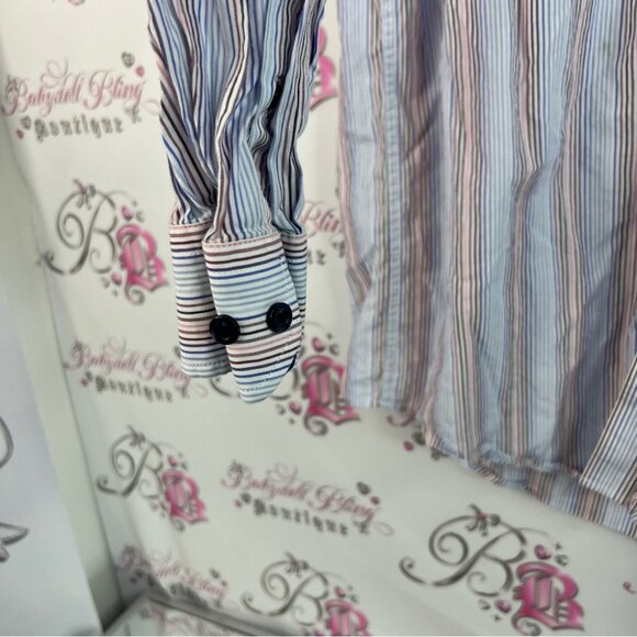 Tasso Elba button up collared shirt stripesMulticolor Striped Men's Shirt - Picture 6 of 13